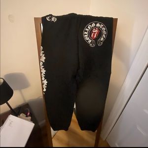 Chrome hearts Rolling Stones sweatpants.